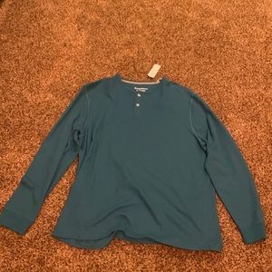 Tommy Bahama long sleeved waffle shirt; teal blue; never worn; smoke free home